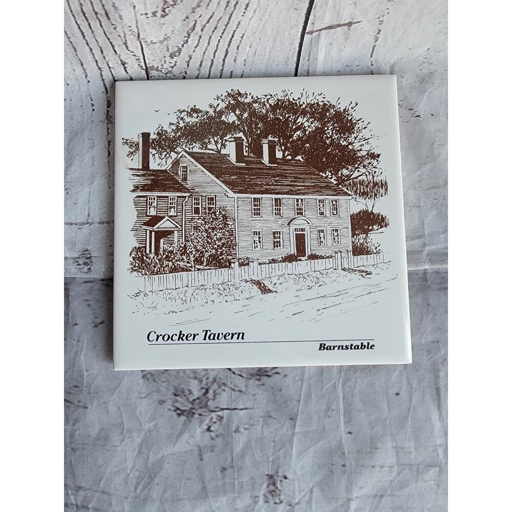Crocker Tavern Massachusetts Barnstable Ceramic Trivet Art Tile 6 in x 6 in
